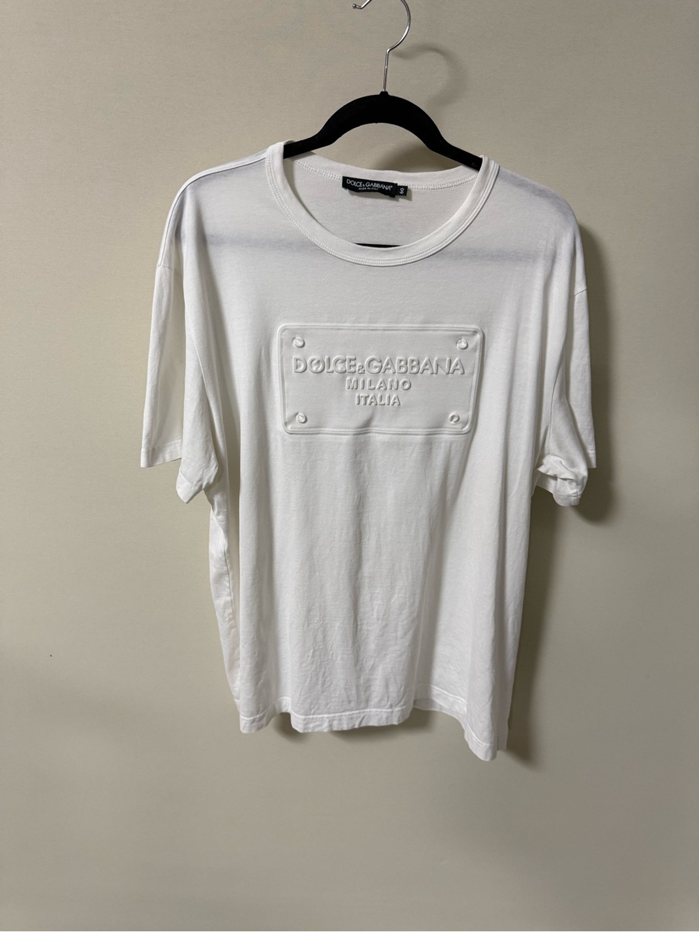 Dolce & Gabbana White Embossed Logo Short Sleeve Tee